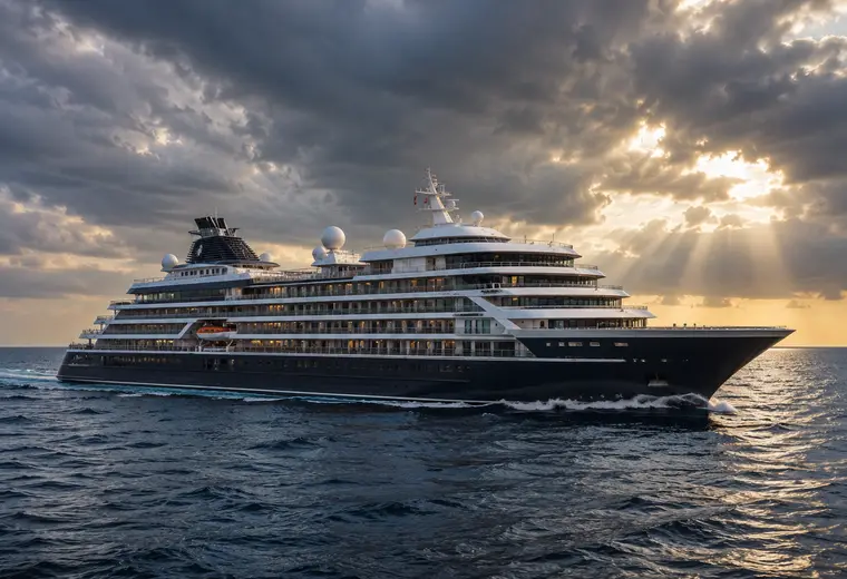 Cruise ship at sea for Gateway of History from Alexandria